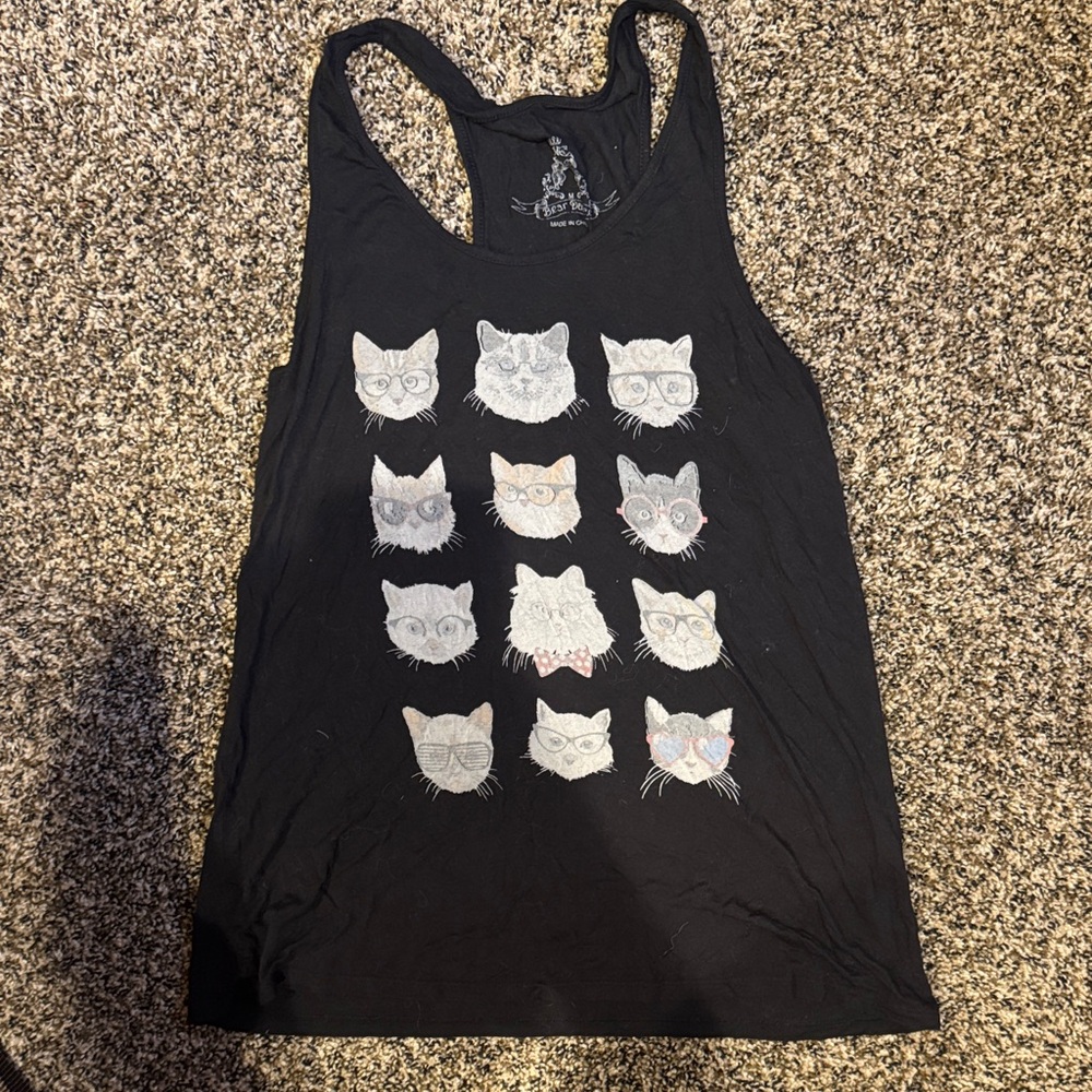 Bear Dance Black Cat Faces Tank Top